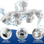 4 Way Garden Hose Splitter, 304 Stainless Steel Outdoor Faucet Splitter with 4 Individual Shut Off Valves, 3/4" GHT High Flow Hose Bib Spigot Connector - Image 5