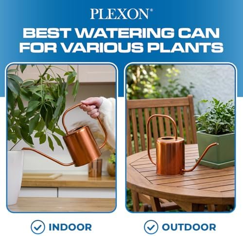 Plexon Rose Gold Metal Watering Can Indoor Plants, 54 oz Stainless Steel Long Spout Watering Can Outdoor House Plant Flower, Garden - Image 4