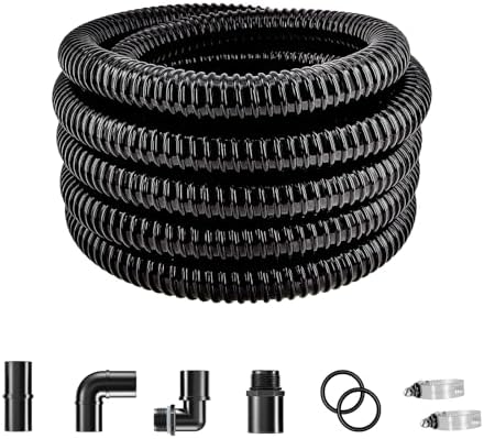 LONGRUN Pond Tubing 1.25 Inch 1-1/4'' Diameter, 23.6 Feet Long Corrugated Flexible Hose Pipe, Pool PVC Tube for Garden Ponds Waterfalls Camping Caravans Filters Drainage Marine by Longrun