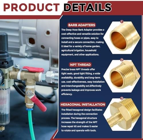 8pcs Brass Hose Barb Fittings 1" Hose Barb to 3/4" NPT Male - Image 3