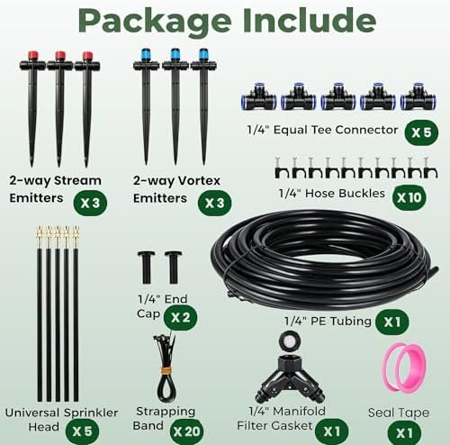 290FT Drip Irrigation System for Garden Watering: Quick Connect 1/2" & 1/4" Tubing Automatic Watering Kit with Adjustable Misting Sprinklers, Irrigation Hose System for Raised Beds Lawn Greenhouse Pla - Image 5