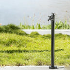 High-End Vertical Square 304 Stainless Steel Freestanding Garden Hose Holder with Double Faucet, Antifreeze Design for Patio and Backyard (Black) by Unknown