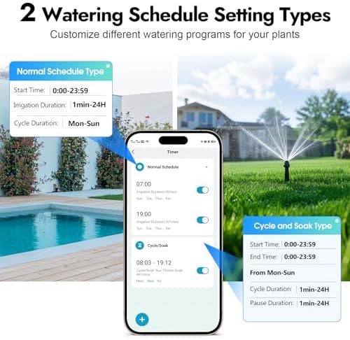 Insoma WiFi Water Timer for Garden Hose, Smart Sprinkler Timer, APP Remote Control WiFi Hose Timers, Voice Control with Alexa, Rain Delay and Manual Mode for Yard Lawn Watering - Image 4