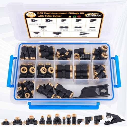 CheeMuii 39 PCS DOT Air Line Fittings Kit 1/4 3/8 1/2 Quick Connect Fitting - Image 2