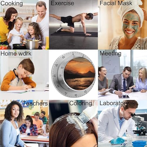 Kitchen Timers for Cooking Mountain and Water at Sunset Printed Stainless Steel Timer Mechanical Kitchen Timer for Kitchen, Study, Sports - Image 5