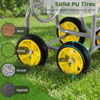 Goplus Garden Hose Reel Cart, 330ft 5/8" or 400ft 1/2" Large Capacity, Heavy-Duty Metal Hose Cart w/4 Wheels, Portable Water Hose Organizer for Outdoor Yard Planting Lawn - Image 3