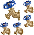 VIHOSE 5 Pack Brass Hose Bibb for Outdoor, 1/2" MIP Inlet x 3/4" MHT,Blue by VIHOSE