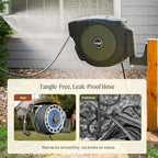 Vego Garden Hose Reel Retractable Hi-Flow Wall Mounted Hose Reel Automatic Rewind, Any Length Lock with 9 Patterns Sprayer Nozzle, Quick Connector and Adjustable shot Nozzle (Tidepool Blue, 100ft) - Image 6