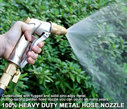 ESOW Heavy Duty Metal Garden Hose Nozzle, High Pressure Water Hose Nozzle with 4 Spray Patterns Rotating, Ideal for Outdoor Lawn & Garden Watering, Car & Pet Washing, Silver - Image 5