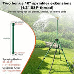 Impact Sprinkler Head on Telescoping Tripod Base with 2 Sprinkler Extensions, Heavy Duty Lawn Sprinklers, 360 Degree Large Area Irrigation, Solid Metal Extension Legs & Bottom Spikes - Image 4