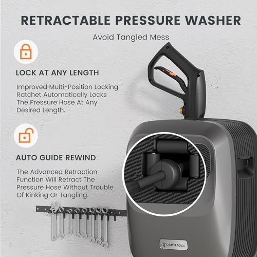 Giraffe Tools Grandfalls Pressure Washer G20B PRO, 2400 PSI 2.0 GPM and Garden Hose 100ft x 5/8",Customizable Rubber Hose,No Kink, Flexible - Image 5