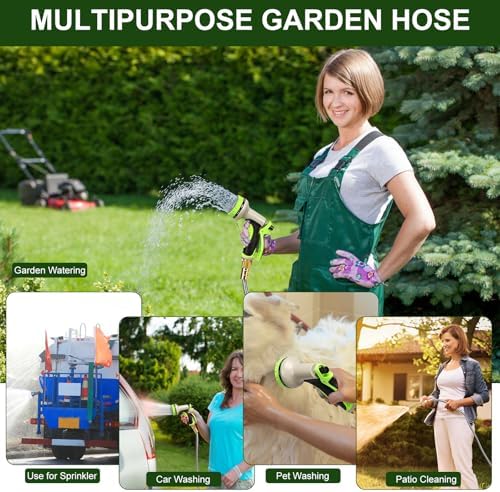 Garden Hose Metal 50 FT, Stainless Steel Hose, Water Hose with 10 Function Nozzle & Brass Nozzle, Lightweight, No Kink & Tangle, Easy to Use & Store, Heavy Duty Metal Hose for Yard and Lawn - Image 6
