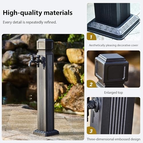 Freestanding Faucet Antifreeze Faucet,Outdoor Garden Hose Holder Stand,Decorative Water Feature Fountain Water Hydrant,for Villa Courtyard, Outdoor Park(W110cm/43.3in) - Image 5