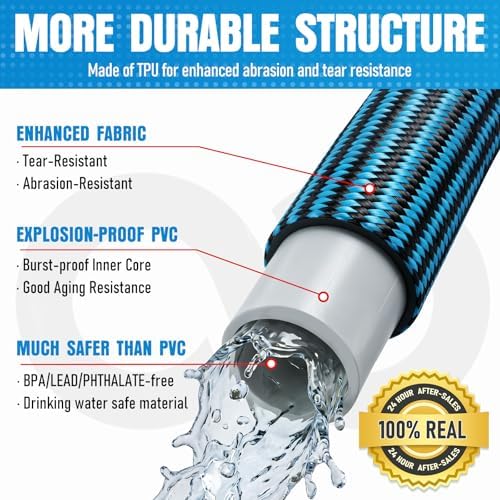 Garden Hose 75 ft, Non-Expanding Lightweight Kink-Free Flexible Water Hose - Image 5