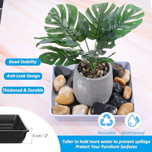 PATIKIL Plant Saucer Tray, 5 Pack 14 Inch Square Plant Saucer Heavy Planter Pot Saucers Large Deep Flower Planter Drip Tray for Indoor Outdoor Plants, Black - Image 6