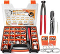 560PCS 22-Sizes Stepless Single Ear Hose Clamp Kit with Pliers & Cutter, 5.3-36.1mm (1/4"-1-3/8") 304 Stainless Steel Anti-Corrosion Clamps for Automotive Fuel Line,CV Boot,HVAC,Radiator & PEX by TAUKEALUGS