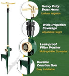 2 PCS 3-Arm Garden Sprinkler, Lawn Sprinkler with Adjustable Base - Image 3
