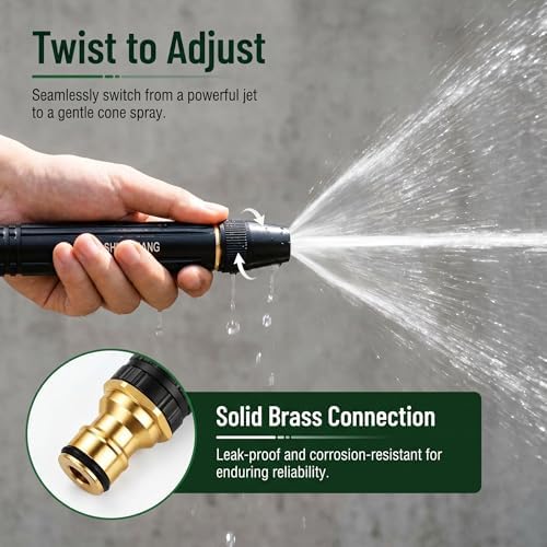 Gaoyashuiqiang Nozzle, Heavy Duty Adjustable Twist Hose Nozzle Jet Sweeper Nozzle, Power Blaster High Pressure Water Wand Hose Nozzle for Lawn Watering, Car Washing and Outdoor Cleaning, Pressure - Image 5