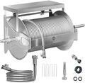 Morvat Stainless Steel Garden Hose Reel 150FT Hose Capacity Retraceable With Crank Handle, Heavy Duty Wall/Floor Mounted Water Hose, Includes 100FT Stainless-Steel Hose with On/Off Valve & Nozzle by Morvat