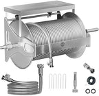 Morvat Stainless Steel Garden Hose Reel 150FT Hose Capacity Retraceable With Crank Handle, Heavy Duty Wall/Floor Mounted Water Hose, Includes 100FT Stainless-Steel Hose with On/Off Valve & Nozzle by Morvat