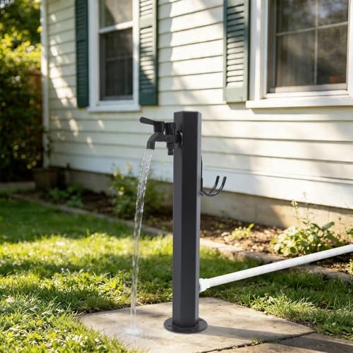 Outdoor Stainless Steel Water Column Garden Water Tap, 23.6in Tall Hose Stand with Side/Bottom Inlet Faucet, Freeze Proof Vertical Water Hydrant for Exterior Patio Backyard Lawn (Hexagonal Shape) - Image 4