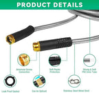 HERZO 50FT Metal Garden Hose, Ultra Flexible Stainless Steel Water Hose, Non-Kinking, Leak-Resistant Design with Solid Brass Connectors - Image 2