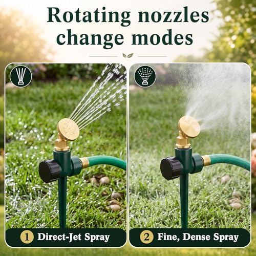 Tioncy 4 Pack Metal Lawn Sprinkler for Yard with Brass Nozzle & Aluminum Alloy Spike Base, Adjustable Automatic Garden Sprinkler System with Screen Gasket for Lawn Garden Yard Greenhouse(Green) - Image 3