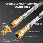 Giraffe Tools Garden Hose 75ft x 5/8",304 Stainless Steel Metal Water Hose and Garden Hose 100ft x 5/8", No Kink Garden Water Hose with Aluminum Fittings - Image 2