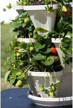 Vertical Garden Planter 4 Tier Stackable System 16 Plants, Space Saving Herb, Strawberry & Food Crop Planter with Center Support Hole for Indoor Outdoor Gardening (4, Stone, Small) - Image 6