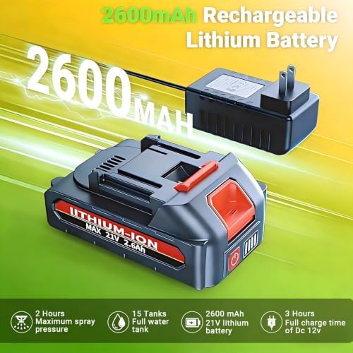 WFH Battery Powered Backpack Sprayer, 5.3 Gal, 100 PSI, 21V 2.6Ah Battery - Image 3
