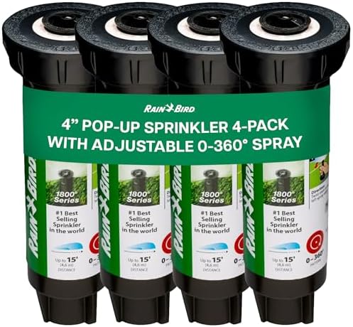 Rain Bird 1804APPRS Pressure Regulated 4 Inch Pop Up Sprinkler Head 4 Pack by RainBird