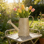 Vintage Distressed Gold Flower & Garden Watering Can, Decorative Metal Watering Pot Planter for Home Patio Backyard Outdoor Plant Care, Rustic Farmhouse Home Decor Accent - Image 4