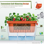 OurWarm Self Watering Pots for Indoor Plants, 6 Pack 10.5 Inch Plastic Window Herb Planter Box with Water Level Indicator, Modern Decorative Windowsill Planters for Herbs, Flowers, Seedlings - Image 2