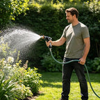 Garden Hose Nozzle, Standard 3/4 Inch Threaded Connection Thumb Flow Control 360° Adjustable Spray Hose Nozzle Heavy Duty, High Pressure Trigger Control Hose Nozzle for Plants Lawn Garden Watering (A) - Image 4
