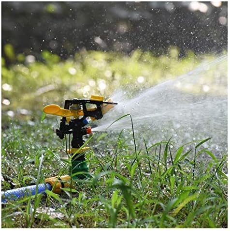 Garden Impact Sprinkler Double Outlet 360 Degree Rotating Nozzle with Stand - Image 3