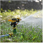 Garden Impact Sprinkler Double Outlet 360 Degree Rotating Nozzle with Stand - Image 3