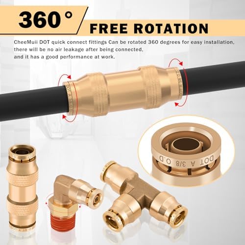 CheeMuii 60 Pcs Brass DOT Air Line Fittings Kit DOT Push to Connect Fitting - Image 5