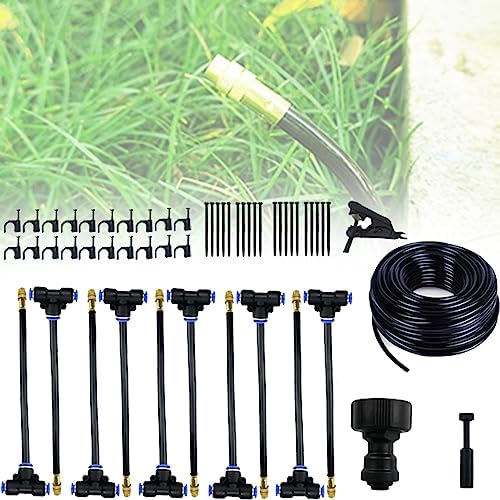Adjustable Mist Sprinkler 360° Rotating Copper Water Sprayers with Set Connector for Garden Plant Automatic Watering Misting (Color : Black, Size : 10m) by Unknown