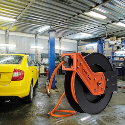 Giraffe 2 sets 50ft Retractable Air Compressor Hose Reels Swivel with 3/8 in. x 50 ft Hybrid Hose Ceiling Mounted Heavy Duty Industrial Commercial with Bracket - Image 4