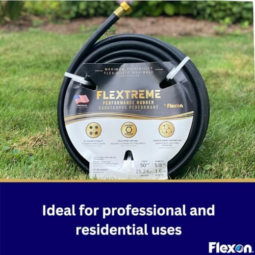 Flexon Flextreme 5/8" x 50ft Black Synthetic Performance Rubber Garden Hose – Lightweight, All-Weather Flexibility, Heavy-Duty, Kink-Resistant, Solid Brass Couplings, Watering Hose for Lawn & Garden - Image 6