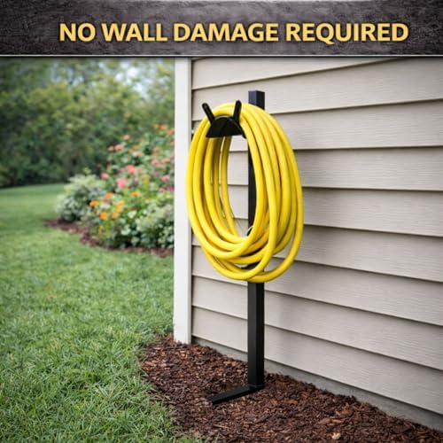 Garden Hose Holder - Upgraded Water Hose Hanger Holds 125ft, Heavy Duty Freestanding Garden Hose Reel Hanger for Outside Yard & Lawn (125' Standard) - Image 2