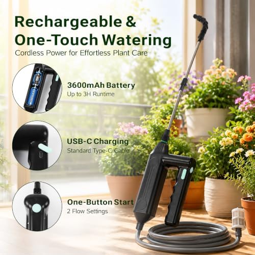 Electric High Reach Plant Waterer, 24-32in Watering Wand for Hanging Plants - Image 3