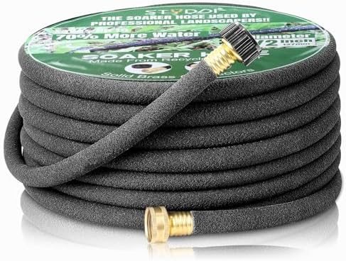 STYDDI Soaker Hose, 1/2" x 25 FT Round Rubber Garden Soaker Hose, Heavy Duty Water Seeper Soaker Hoses for Foundation Watering, Garden Beds, Garden, Lawn and Plants by STYDDI