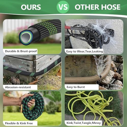 50 ft Garden Hose, Flexible Ultra Lightweight Durable Garden Hose, Kink-Free Water Hose with 10 Function Sprayer - Non-Shrinking Garden Hoses, Easy to Store,All-Weather, Car Washing Pipe Garden Hoses - Image 6