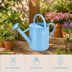 1 Gallon Metal Watering Can for Indoor Outdoor Plants, Sky Blue - Image 3