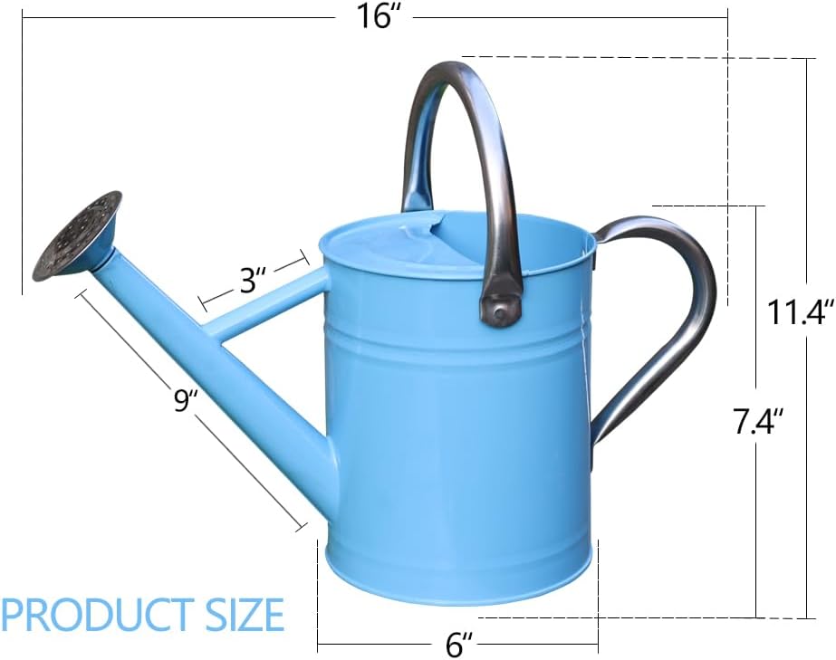 Metal Watering Can, 1 Gallon for Outdoor Garden Plants, Blue - Image 6