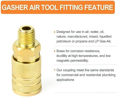 GASHER 12PCS 1/4-Inch Male Industrial Coupler,1/4 Inch NPT Male Threads Size, Quick Connect Air Coupler - Image 3