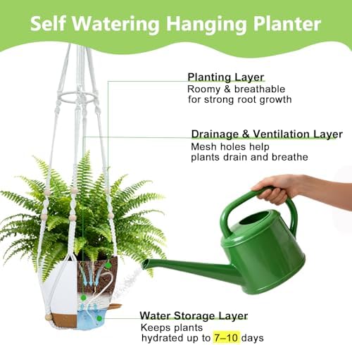 2 Pack Self Watering Hanging Planters with Grow Light for Indoor Plants - Image 6