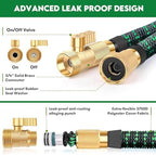 100 ft Expandable Garden Hose - Kink Free Flexible Water Hose with Thumb-Controlled 10-Function Nozzle, 3/4 Solid Connectors, Durable 3750D Fabric, 4-Layer Latex Core - Image 3