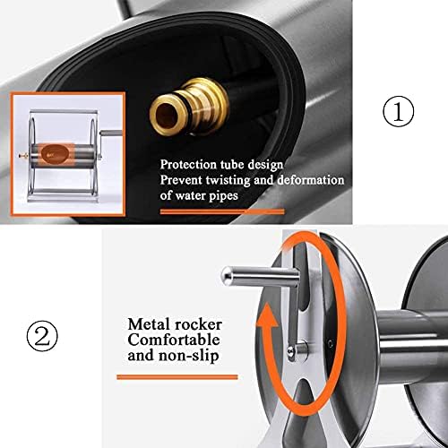 Stainless Steel Hose Reel with Lid - Wall Mounted/Portable Garden Water Hose Reel Set for Lawn, Farm, Patio - Durable Steel Construction - Image 4